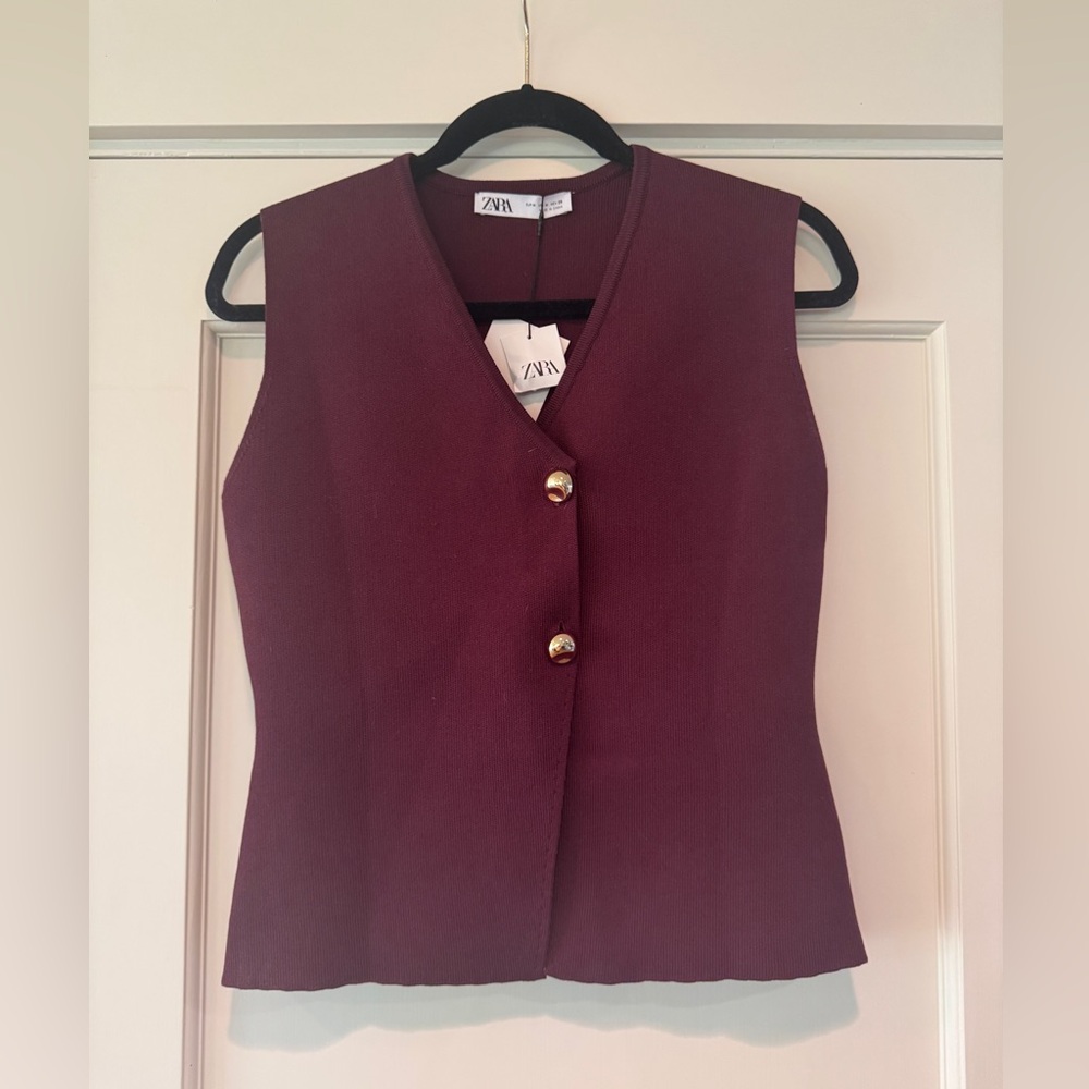 Zara Maroon Knitwear with Metallic Accents
